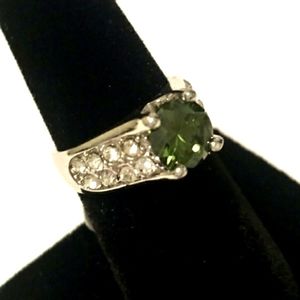 Green and White Cubic Zirconia Ring